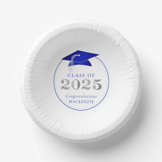Bols En Carton Graduation 2025 Faux Metallic Royal Blue Argent (Recto)