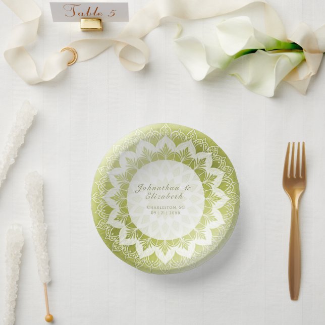 Bols En Carton Green Lace Mandala Wedding (Mariage)
