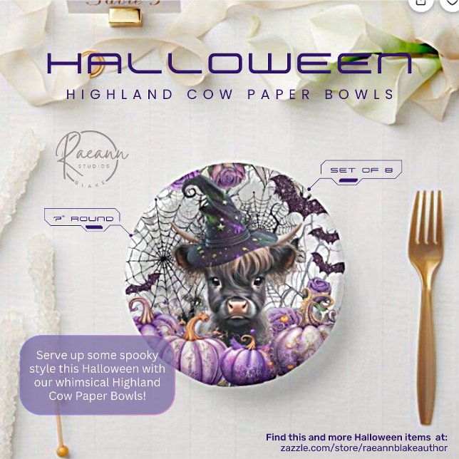 Bols En Carton Halloween Halloween Highland Vache Bol de papier (Créateur téléchargé)