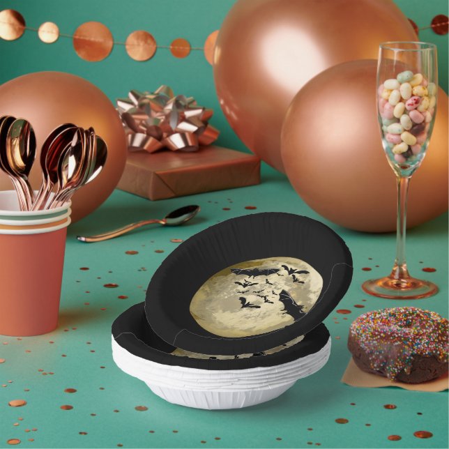 Bols En Carton Halloween Pleine lune De Récolte Et Bateaux De Vol (Multi)