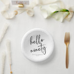 Bols En Carton Hello Ninety Minimalist Simple 90th Birthday Party<br><div class="desc">Ce sont Hello Ninety Minimal Minimaliste Black White 90th Birthday Party Paper Bowls!</div>