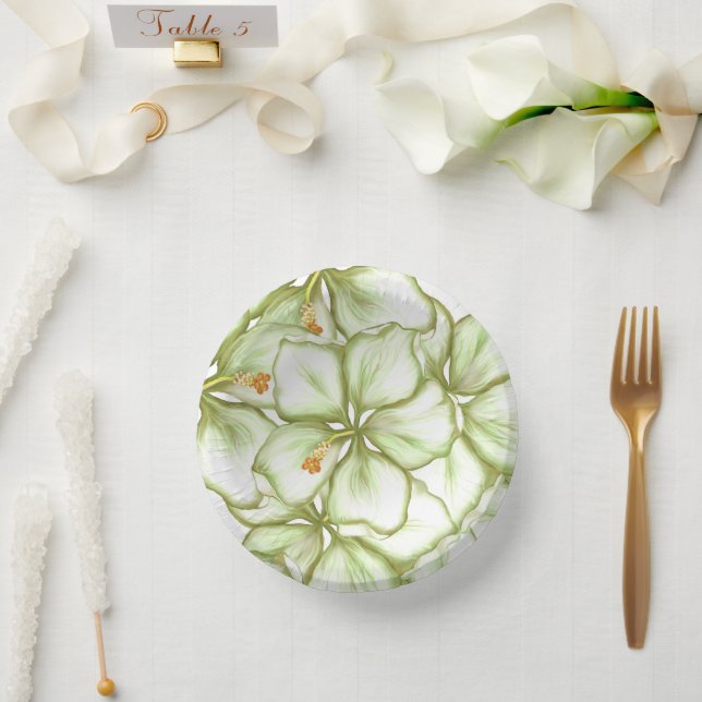 Bols En Carton Hibiscus & dentelle BLANC (Mariage)