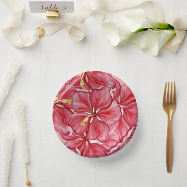 Bols En Carton Hibiscus & dentelle RED (Mariage)