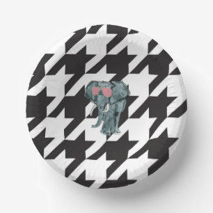 Bols En Carton Houndstooth Elephant Portant des Plaques de fête d