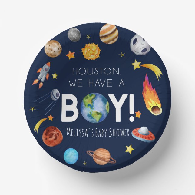 Bols En Carton Houston Nous Avons Un Baby shower Boy Space Galaxy (Recto)
