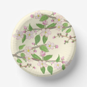 Bols En Carton Illustration de branche de pommier en fleurs 