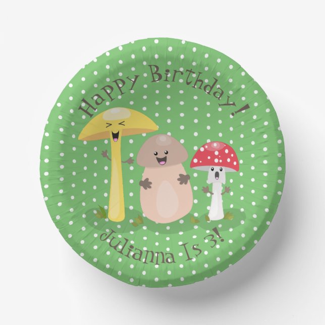 Bols En Carton Illustration de champignons de champignons joyeux  (Recto)