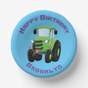 Bols En Carton Illustration du joli joyeux tracteur agricole vert