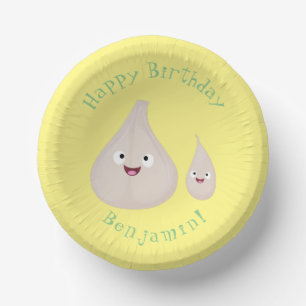 Bols En Carton Illustration végétale de caricature à l'ail mignon