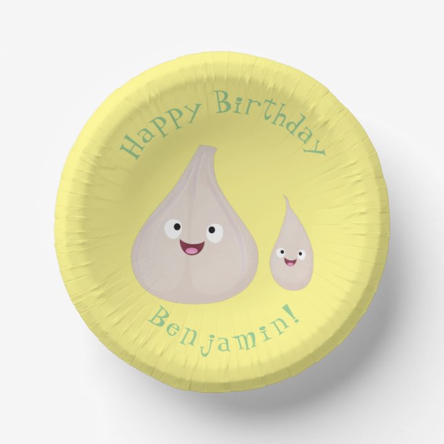 Bols En Carton Illustration végétale de caricature à l'ail mignon (Recto)