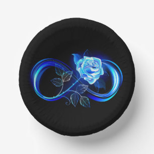 Bols En Carton Infini lumineux avec rose bleue
