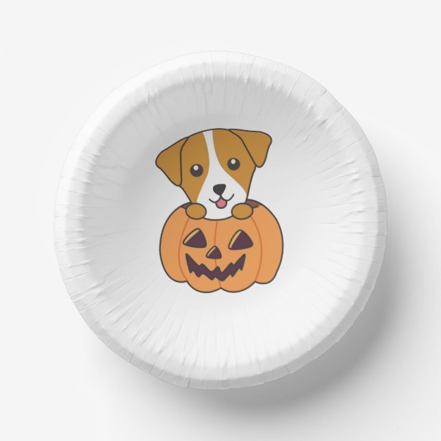 Bols En Carton Jack Russel In Pumpkin Cute Dogs Happy Halloween (Recto)