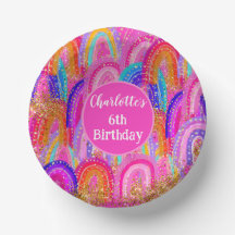 Joli Anniversaire 6 Ans Paillettes Or Arc-en-Ciel