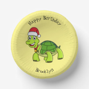 Bols En Carton Jolie tortue en chapeau de Père Noël