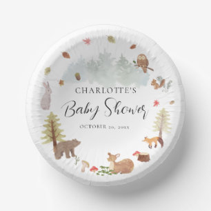 Bols En Carton Jolis Animaux de la Forêt Aquarelle Baby Shower