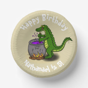 Bols En Carton Joyeux dîner de cuisine d'alligator vert caricatur