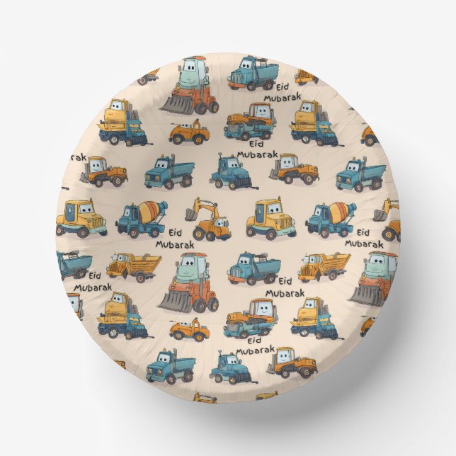 Bols En Carton Kids Construction Vehicle Paper Bowls Cute Trucks  (Recto)