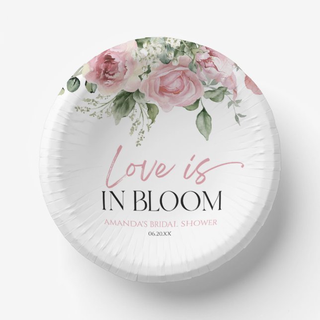 Bols En Carton L'amour est en fleurs Rose floral rose mariage (Recto)