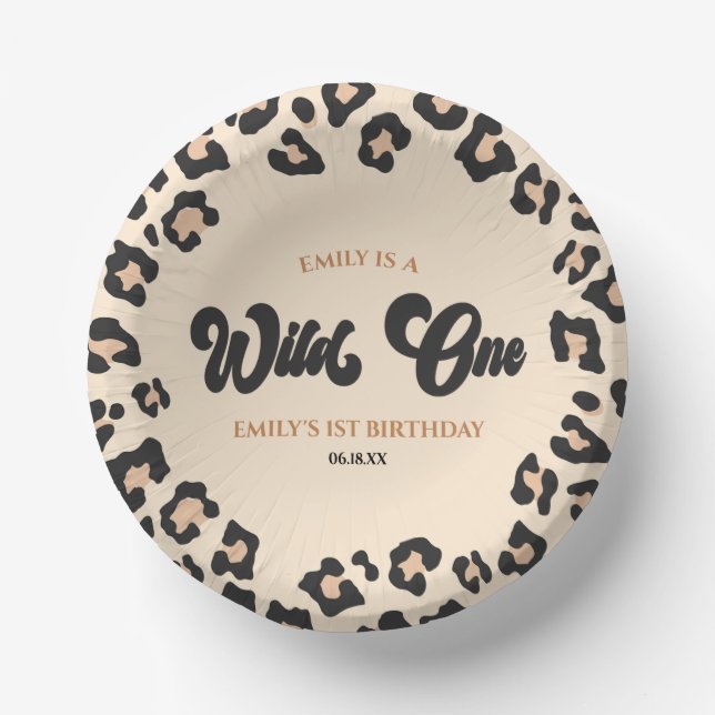 Bols En Carton Leopard Cheetah Imprimer Wild Un 1er anniversaire  (Recto)