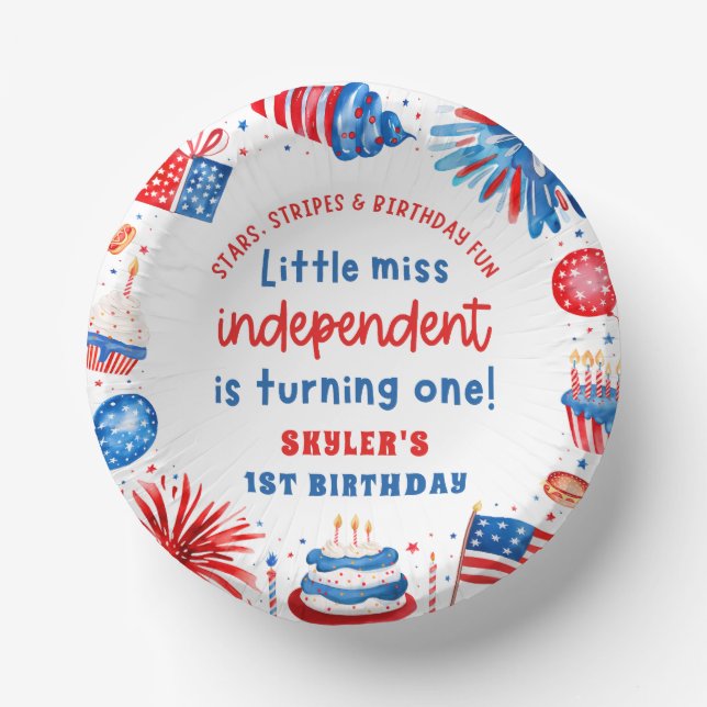 Bols En Carton Little Miss Independent 4 juillet 1er anniversaire (Recto)