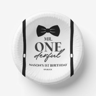 Bols En Carton M. ONEderful Bowtie Première fête d'anniversaire