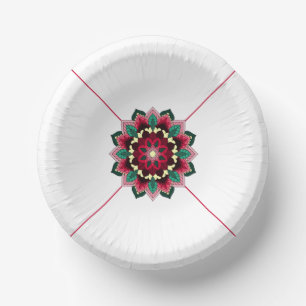 Bols En Carton Mandala Motif 02 en plaque de papier rose profond