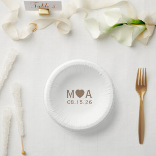 Bols En Carton Mariage Couple Monogram Love Heart