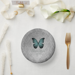 Bols En Carton Mariage damassé à papillon Vintage turquoise