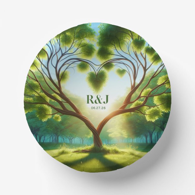Bols En Carton Mariage de monogramme romantique vert (Recto)