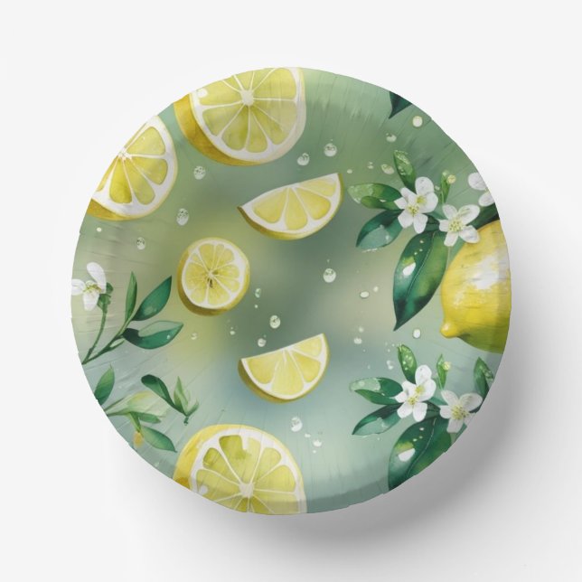 Bols En Carton Mariage moderne jaune citron floral script (Recto)