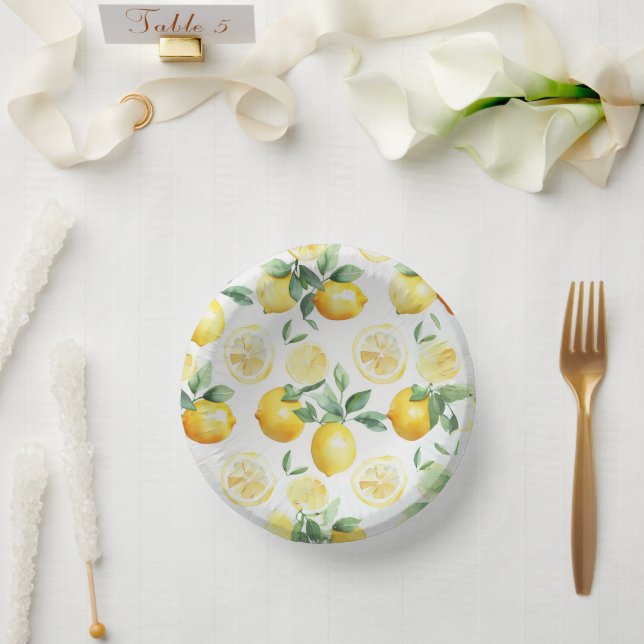 Bols En Carton Mariage moderne jaune citron floral script douche  (Mariage)