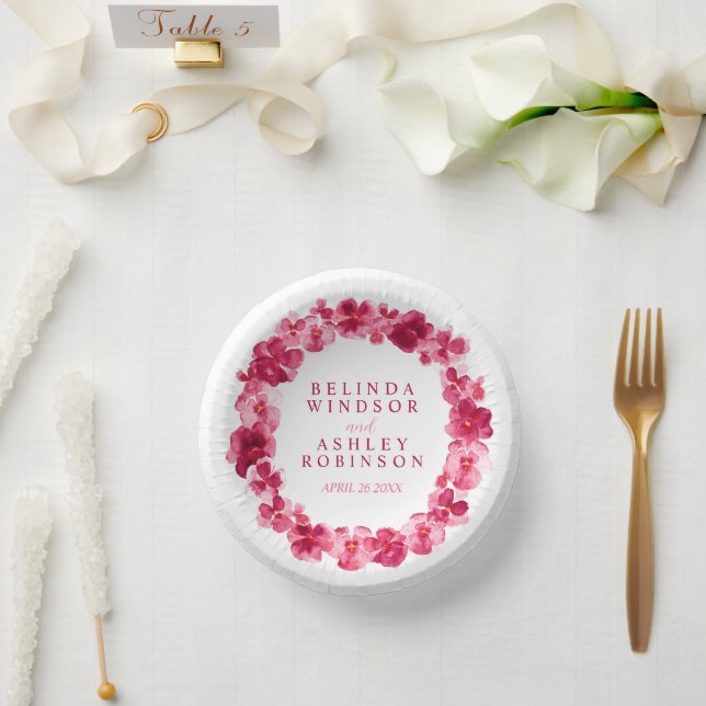 Bols En Carton Mariage rouge rose aquarelle pansement wreath pers (Mariage)