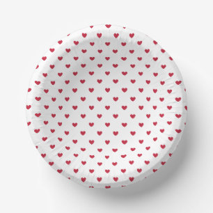 Bols En Carton Micro Hearts Cherry Red - Blanc