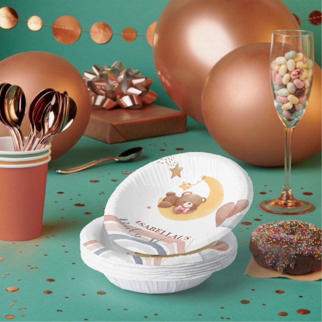 Bols En Carton Mignonne lune Ours enfants afro-américains baby sh (Multi)