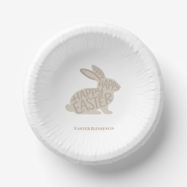 Bols En Carton Minimalist Beige Typography Rabbit (Recto)