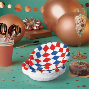 Bols En Carton Motif à carreaux rouge blanc bleu
