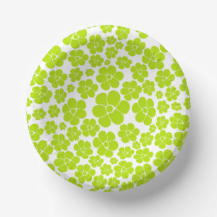 Bols En Carton Motif à fleurs en vert et blanc citron
