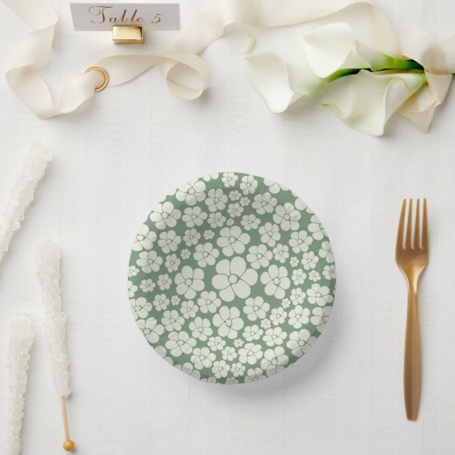 Bols En Carton Motif à fleurs - Vert (Mariage)