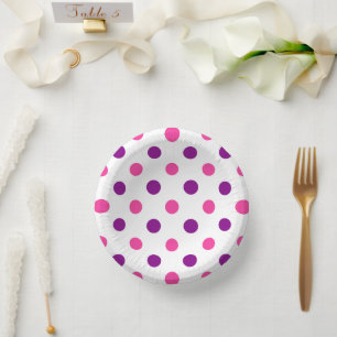 Bols En Carton Motif à pois blanc violet rose