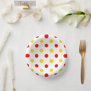 Bols En Carton Motif à pois blancs rouges jaunes