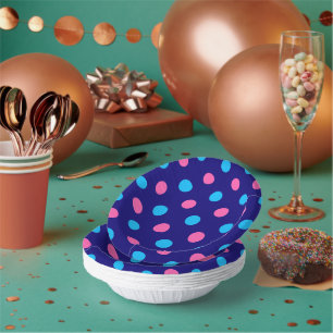 Bols En Carton Motif à pois bleu marine rose cyan