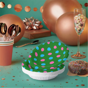 Bols En Carton Motif à pois bleu vert rose