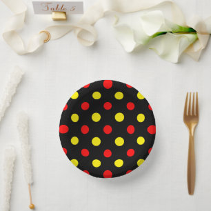 Bols En Carton Motif à pois jaune rouge noir
