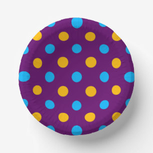 Bols En Carton Motif à pois jaunes bleus violets