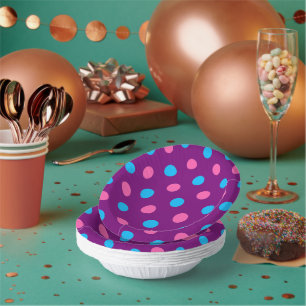 Bols En Carton Motif à pois rose bleu violet