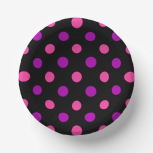 Bols En Carton Motif à pois rose violet noir