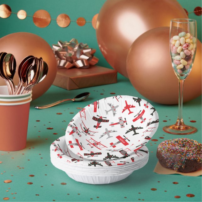 Bols En Carton Motif d'avion militaire 2ÈME GUERRE MONDIALE rouge (Multi)