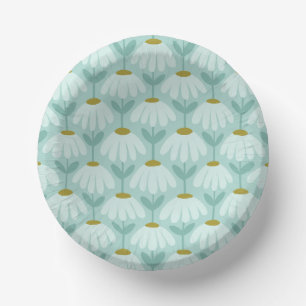 Bols En Carton Motif de marguerites florales vintage bleu sarcell