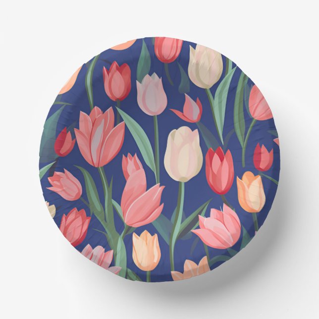 Bols En Carton Motif de tulipes. (Recto)