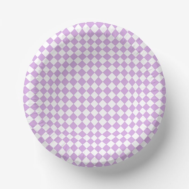 Bols En Carton Motif de vérification violet et blanc (Recto)